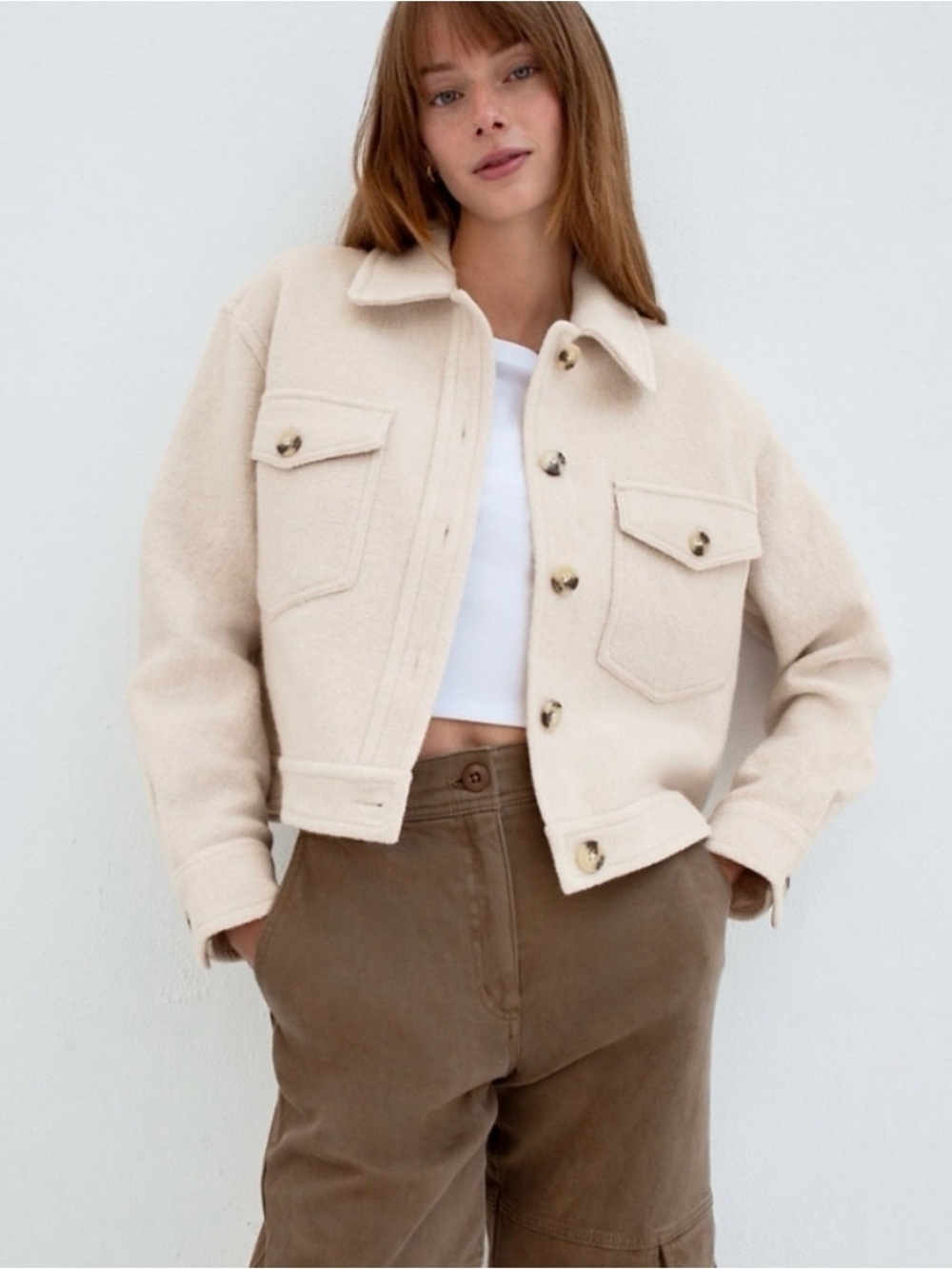 ARITZIA Wilfred Free The Ganna Cropped Shirt Jacket